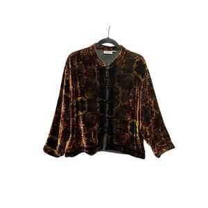 Chico’s Design Dark Boho Velvet Button Up Shirt Women’s SZ Large Whimsigoth Y2K